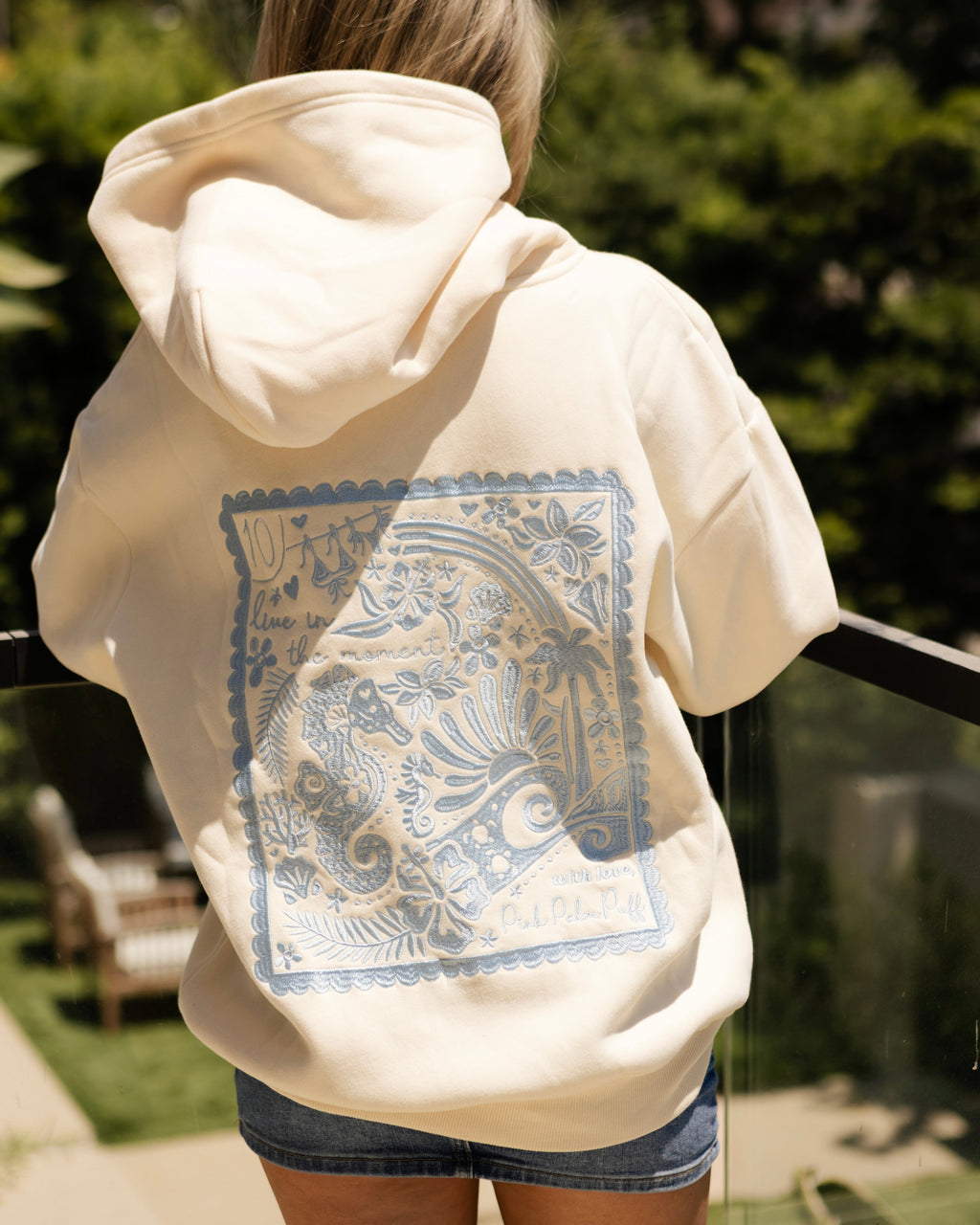 "Live in the Moment" Hoodie in Sand